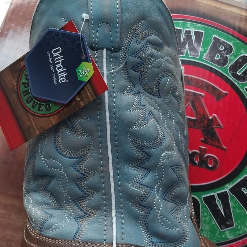 Laredo Ladies Brown and Blue Patterned Western Boot - Picture 2 of 12